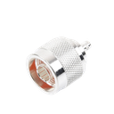 Conector Coaxial N Macho de Anillo Plegable para Cable RG-142/U, Plata/ Oro/ Teflón.