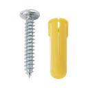 Paquete de 20 taquetes amarillo  1" y 20 tornillos 8mm x 1"