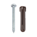 Paquete de 10 taquetes café 1 3/4" y 10 tornillos 10mm x 1 3/4" (1104-05002)