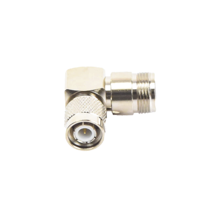 Adaptador en Ángulo Recto de Conector TNC Macho a N Hembra, Níquel/ Oro/ Teflón.