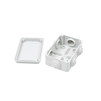 Caja Estanca de PVC Para Derivación y Conexión, 6 Entradas, Tapa Atornillada, 120x80x50 mm (Área interna), Uso Exterior IP55, Material que no Propaga el Fuego y Libre de Hálogenos