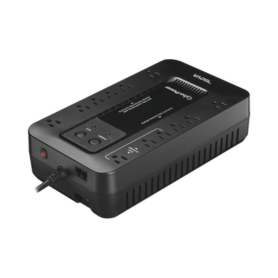 UPS de 750 VA/450 W, Topología Standby con Modo Ahorrador ECO, Entrada 120 Vca NEMA 5-15P, Con 12 Tomas NEMA 5-15R