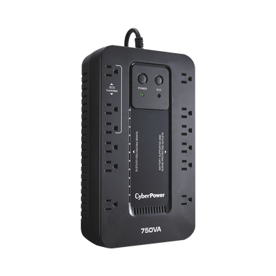 UPS de 750 VA/450 W, Topología Standby con Modo Ahorrador ECO, Entrada 120 Vca NEMA 5-15P, Con 12 Tomas NEMA 5-15R