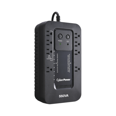 UPS de 550 VA/330 W, Topología Standby con Modo Ahorrador ECO, Entrada 120 Vca NEMA 5-15P, Con 8 Tomas NEMA 5-15R