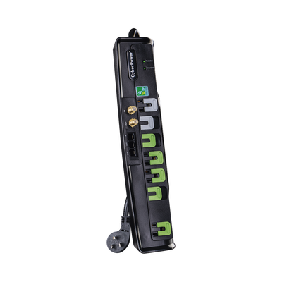 Multicontacto Con Supresor de Picos, Voltaje de Entrada 125 Vca NEMA 5-15P, Con 7 Salidas NEMA 5-15R, 1950 Joules, Protección RJ11 y Coaxial RG6