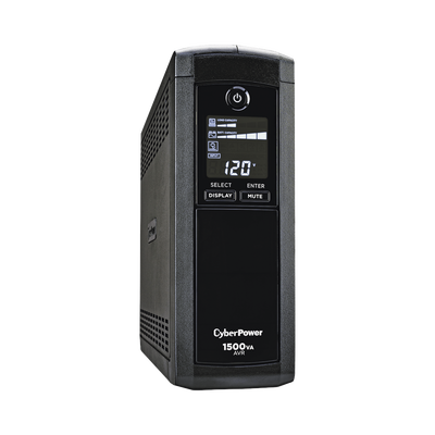 [CP1500AVRLCD] UPS de 1500 VA/900 W, Topología Línea Interactiva, Entrada 120 Vca NEMA 5-15P, Tipo Mini Torre, Con 12 Tomas NEMA 5-15R