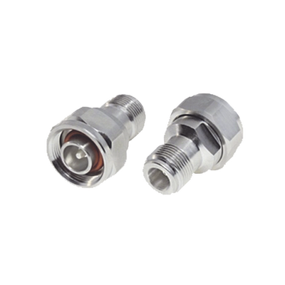 [RFN-1046-4] Adaptador en Línea, de N Hembra a (Mini) DIN 4.1-9.5 Macho, PIM -155 dBc, Bronce Blanco/ Plata/ Teflón.