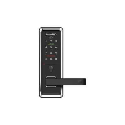 [PRO-LOCK-MI] Cerradura inteligente con teclado Touch Screen, Apertura con tarjeta Mifare /Contraseña y Llave de emergencia de diseño compacto para puertas de perilla simple