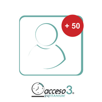 [TITANIUM50EMP] [BAJO PEDIDO] Expansión de 50 Empleados adicionales para Software Acceso3 - TITANIUM / Compatible con NOMINA