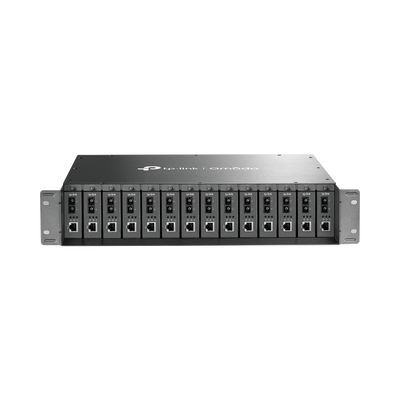 [TL-MC1400] Chasis para Montaje en Rack de 14 bahías / Soporta Convertidores de Fibra Óptica TP-Link /  Compatibles (MC111CS, MC112CS, MC220L, MC110CS, MC100CM, MC210CS, MC200CM) / Plug and Play