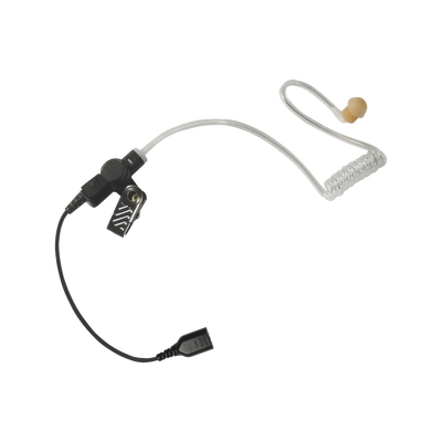 [SNP-AT] Auricular de tubo acústico transparente con cable de fibra tranzada con conector SNAP tipo MIRAGE. Requiere micrófono de solapa de 1 o 2 hilos de la Serie SNAP.