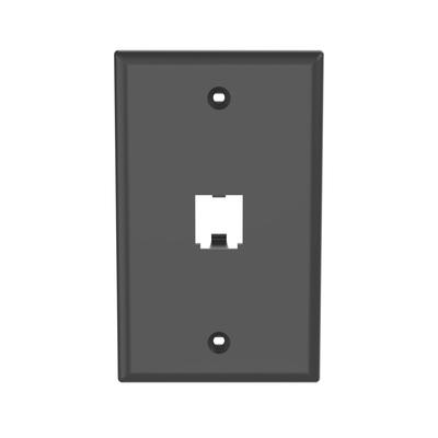 [CFP1BL] Placa de Pared Vertical Clásica, Salida Para 1 Puerto Mini-Com, Color Negro
