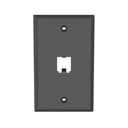 Placa de Pared Vertical Clásica, Salida Para 1 Puerto Mini-Com, Color Negro