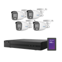Kit TurboHD 1080p + SSD 500 GB / DVR 4 Canales / 4 Cámaras Bala ColorVu con Micrófono Integrado / Fuente de Poder / Accesorios de Instalación