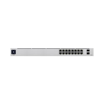 [USW-16-POE] UniFi Switch USW-16-POE Gen2, Capa 2 de 16 puertos (8 puertos PoE 802.3af/at + 8 puertos Gigabit) + 2 puertos 1G SFP, 42W, pantalla informativa