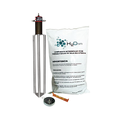 [TG-45AB-AI] Kit Antivandalico de puesta a tierra de 45 A con Electrodo, Acoplador en Filtro y Compuesto H2Ohm.