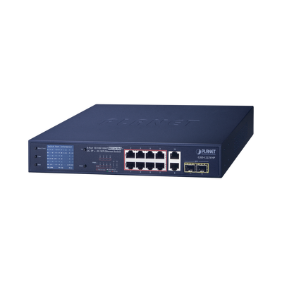 [GSD-1222VHP] Switch No Administrable 8 Puertos Gigabit con Modo Extender a 250 m,  2 Puertos Uplink 10/100/1000 Mbps, 2 Puertos SFP