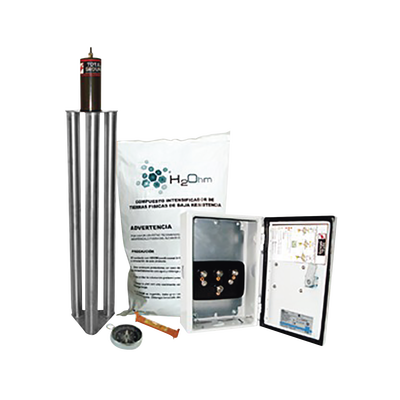 [TG-100K-AI] Kit Antivandalico de Puesta a Tierra de 100 Amperes con Electrodo, Filtro y Compuesto H2Ohm.