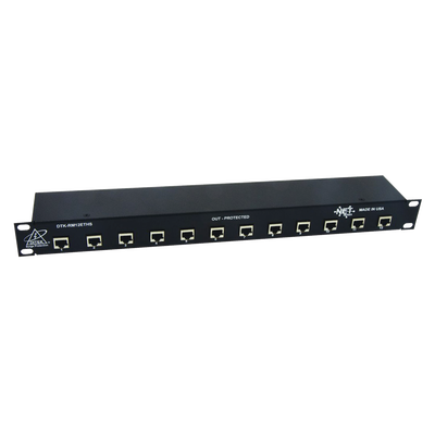 [DTK-RM12ETHS] Protector de puertos IP de 12 Canales para uso en CAT5e, CAT6 y CAT6A.