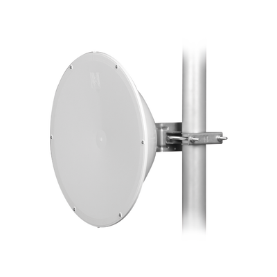 [JRC-24DD-MIMO] Antena direccional de Alto Rendimiento/ Parábola profunda para mayor aislamiento al ruido / 24.5 dBi / (4.9 - 6.4 GHz) / Conectores N-Hembra / Fácil Montaje y Soporte de acero inoxidable /  Radomo Incluido