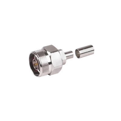 [RFN-1006-9X] Conector N Macho Hex, de Anillo Plegable y Pin Cautivo para cables RG-8/X, LMR-240, Ni/Au/Teflón.