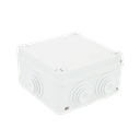 Caja de derivación de PVC Auto-extinguible con 6 entradas, tapa y tornillo de media vuelta de 1/4", 100x100x50 MM (Medidas internas, mayor área permisible para el cable, Para exterior (IP55)