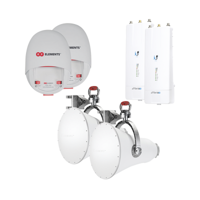 [UH-AF5XHD] Enlace completo para Backhaul en 5 GHz hasta 1 Gbps con radios AF5XHD de Ubiquiti y Ultra Horn, ultra rechazo al ruido para enlaces largos, sin perdidas