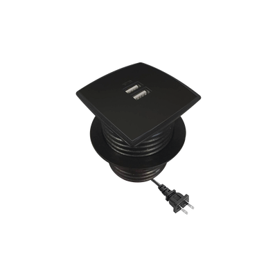 [USB-MULTYB] Caja Cuadrada Multy USB con 2 Puertos USB y Cable de Corriente Color Negro