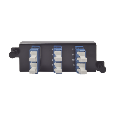 [PPM-F-LCU12-01] Placa Acopladora de Fibra Óptica Plug and Play, Con 6 Conectores LC Duplex (12 Fibras), Para Fibra Monomodo, Azul