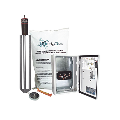 [TG-45K-AI] Kit Antivandalico de puesta a tierra de 45 A con Electrodo, Filtro, Acoplador y Compuesto H2Ohm.
