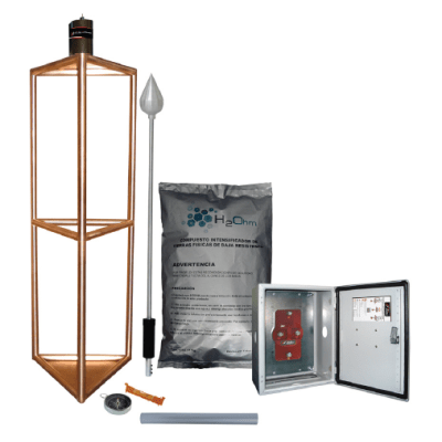 [KDA-05-INOX] Kit de Pararrayo con Punta con Diámetro de Protección de 300 metros, fabricado en Acero Inoxidable.