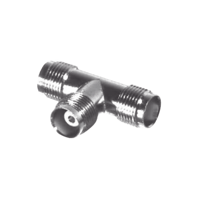 [RFT-1229] Adaptador en T, de Conector TNC Hembra a Doble TNC Hembra, Níquel/ Oro/ Teflón.