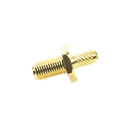 Conector SMA Hembra Inverso de Chasis en D Plano, Anillo Plegable para Cable RG-142/U, Oro/ Oro/ Teflón.
