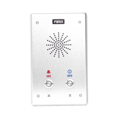 [I12-02P] Intercomunicador IP, 2 líneas SIP, 2 relevadores con 2 botónes para llamada, anti-vandálico, IP65 e IK10, PoE