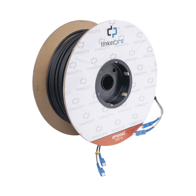 Carrete de Fibra Óptica Monomodo con Conectores SC-SC Duplex, Reforzada con Kevlar, de 100 Metros (328.08 Pies)