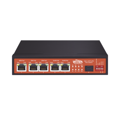 [WI-PS306GF-UPS] Controlador Solar de 5A con Switch PoE /  1 Puertos Gigabit PoE 802.3 bt / 2puertos PoE 802.3 af/at con 2 Puertos PoE Pasivo 24 Vcc / 1 Puerto SFP / No administrable