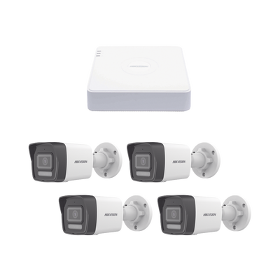 [KIPCV2M/4B] Kit IP 1080p (2 Megapixel) / NVR de 4 Canales con 4 Puertos PoE / 4 Cámaras IP Bala ColorVu Lite y ACUSENSE Lite / Micrófono Integrado