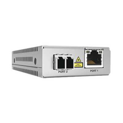 [AT-MMC2000/LC-960] Convertidor de medios Gigabit Ethernet a fibra óptica, conector LC, multimodo (MMF), distancia de 220 hasta 500 m, con fuente de alimentación multi-región