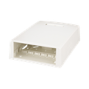 Caja de Montaje en Superficie, con Accesorio para Resguardo de Fibra Óptica, para 12 Módulos Mini-Com, Color Blanco Mate
