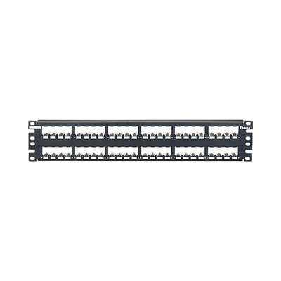 Panel de Parcheo Modular Mini-Com (Sin Conectores), Plano, Totalmente Blindado, de 48 Puertos, 2UR