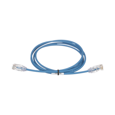 Cable de Parcheo TX6, UTP Cat6, Diámetro Reducido (28AWG), Color Azul, 6.1 Metros (20 Pies)