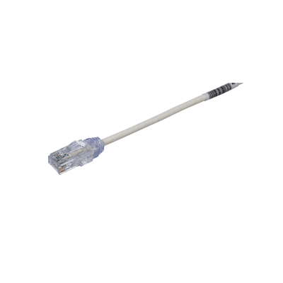 Cable de Parcheo TX6, UTP Cat6, Diámetro Reducido (28AWG), Color Blanco Mate, 7.62 Metros (25 Pies)