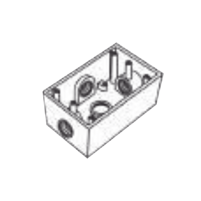 [RR-0455] Caja Rectangular de 3/4" (19.05 mm ) con 4 bocas a prueba de intemperie.