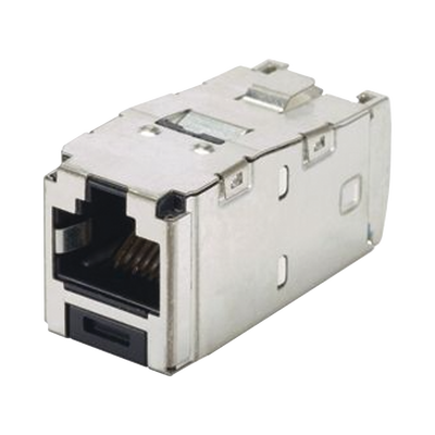 Conector Jack RJ45 Blindado, Estilo TG, Mini-Com, Categoría 6A, de 8 Posiciones y 8 Cables, Color Negro