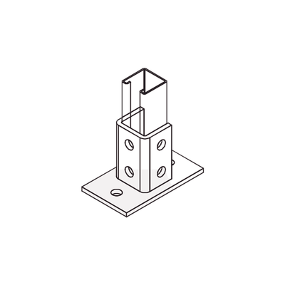 [ANC-HN03] Base Rectangular con 2 perforaciones para Perfil Sencillo.