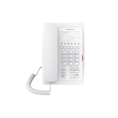 [H3-WHITE] Teléfono IP para Hotelería, profesional con 6 teclas programables para servicio rápido (Hotline), plantilla personalizable con PoE