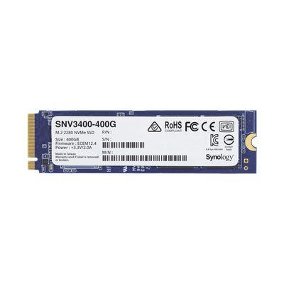 [SNV3400400G] SSD 400GB NVMe M.2 2280, diseñada para Synology NAS con ranuras M.2 integradas
