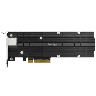 Adaptador Combinado SSD M.2 y 10 GbE | PCIe 3.0 x8 | 2 Ranuras NVMe M.2 22110/2280 | Puerto 10GBASE-T RJ45 | Autonegociación 10/5/2,5/1 Gbps | Compatible con SSD NVMe SNV3000.