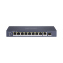 Switch PoE+ / No Administrable / 7 Puertos 1000 Mbps 802.3 af/at (30 W) / 2 Puertos 1000 Mbps Hi-PoE (90 W) / 1 Puertos 1000 Mbps Uplink / 1 Puerto SFP / Modo Extendido hasta 300 Metros / 110 Watts