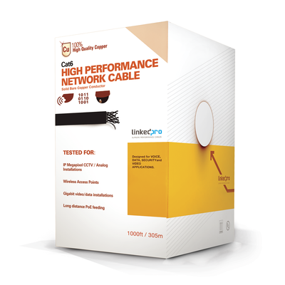 [PRO-CAT-6-PLUS] Bobina de cable de 305 metros Cat6+, CM, CALIBRE 23 ALTO RENDIMIENTO, ETL,UL, color azul, super flexible, para aplicaciones de video vigilancia, video HD, y redes de datos. Uso interior.